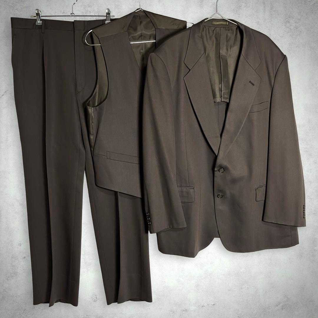 ヴィンテージ 古着 3ピース スーツセットアップ 昭和レトロ ブラウン