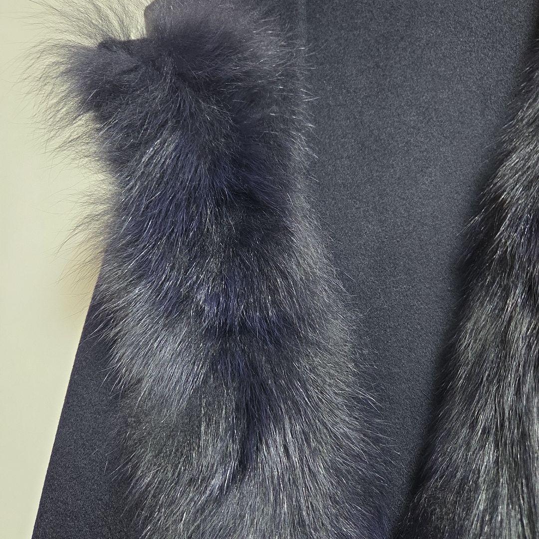 新品　LOUANDRA ネイビー ファー付きベスト　フォックスファー　ジレ