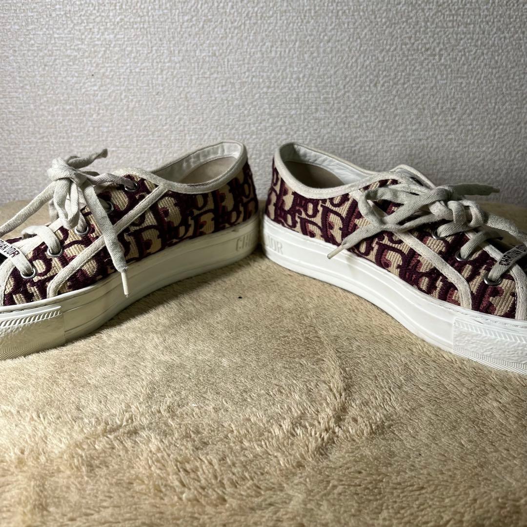 クリスチャンディオール オブリーク ファブリック スニーカー ベージュ ボルドー