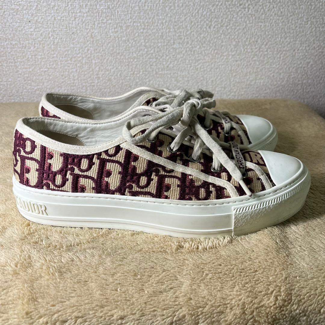 クリスチャンディオール オブリーク ファブリック スニーカー ベージュ ボルドー