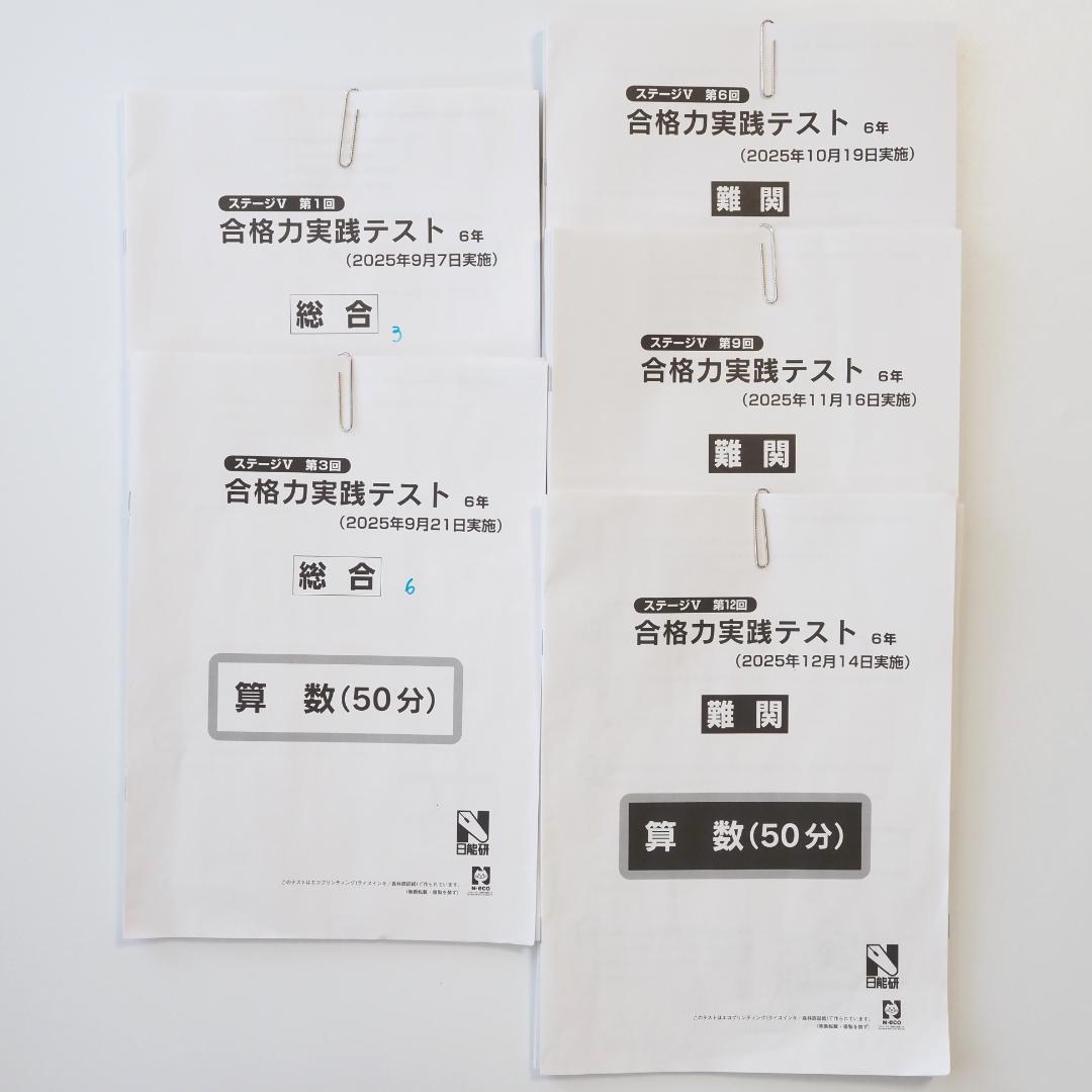 日能研2025年度 6年生テスト1年分 フルセット 4教科 解答付き 公開 育成