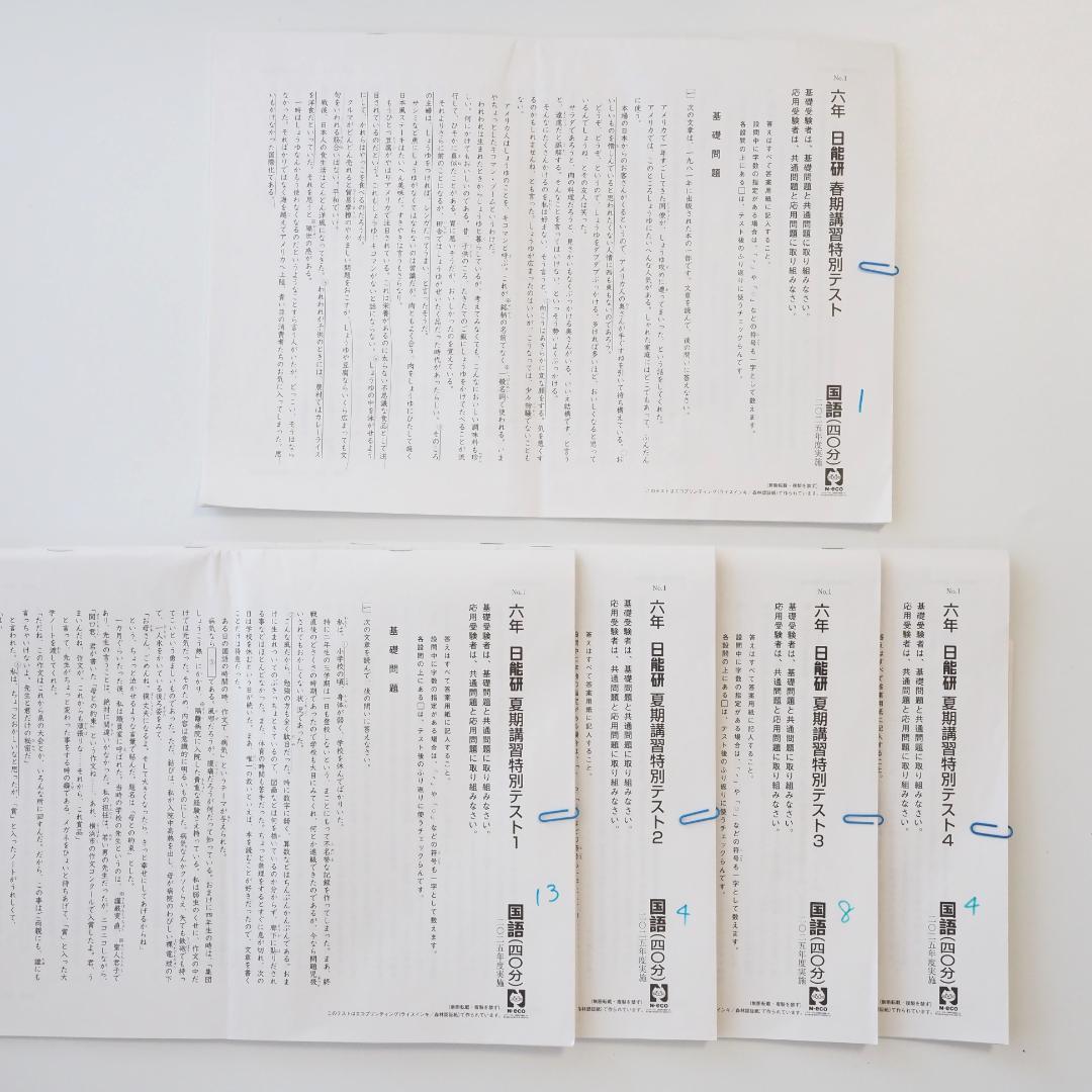 日能研2025年度 6年生テスト1年分 フルセット 4教科 解答付き 公開 育成