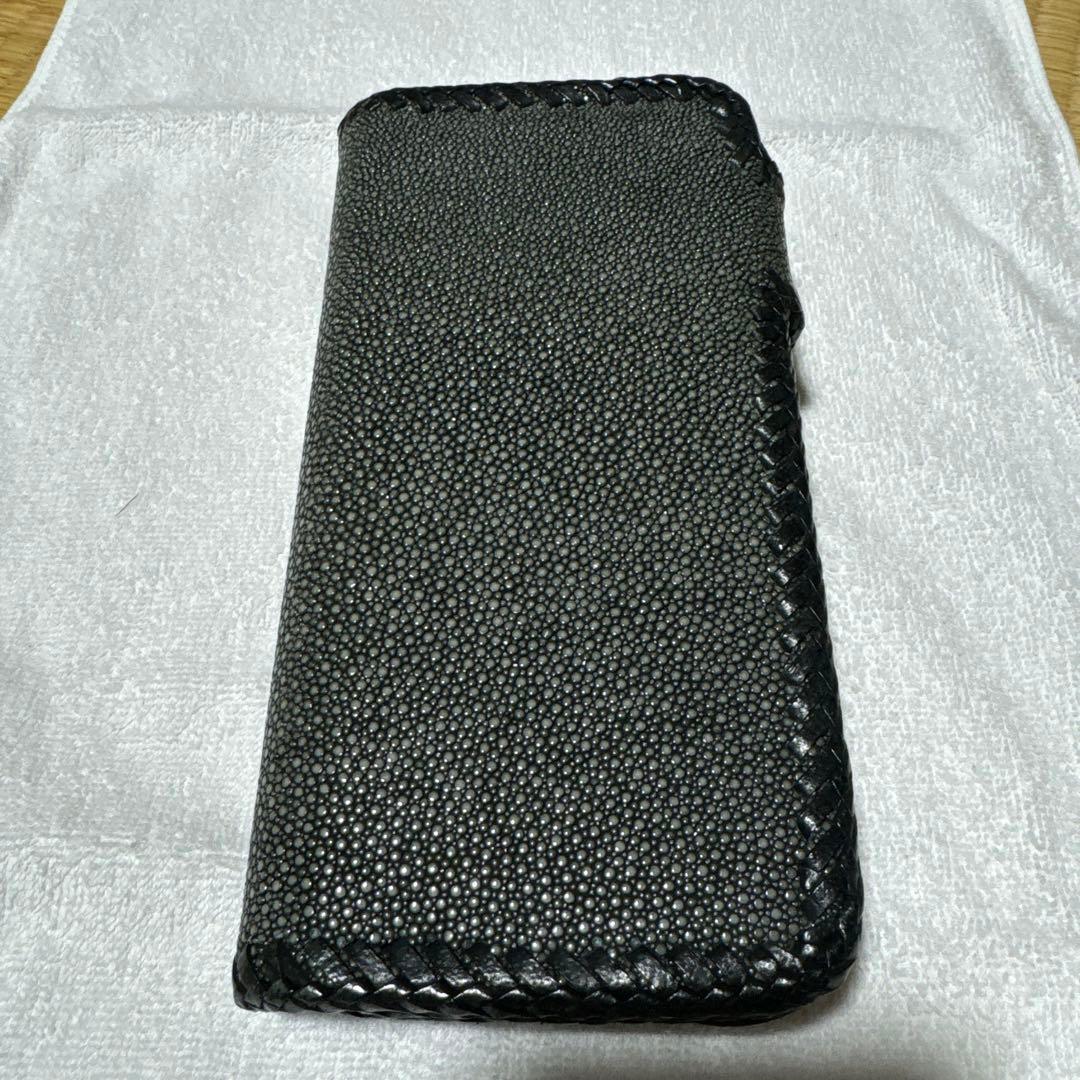 スティングレイ　(エイ革) レザー 長財布 黒ハンドメイド