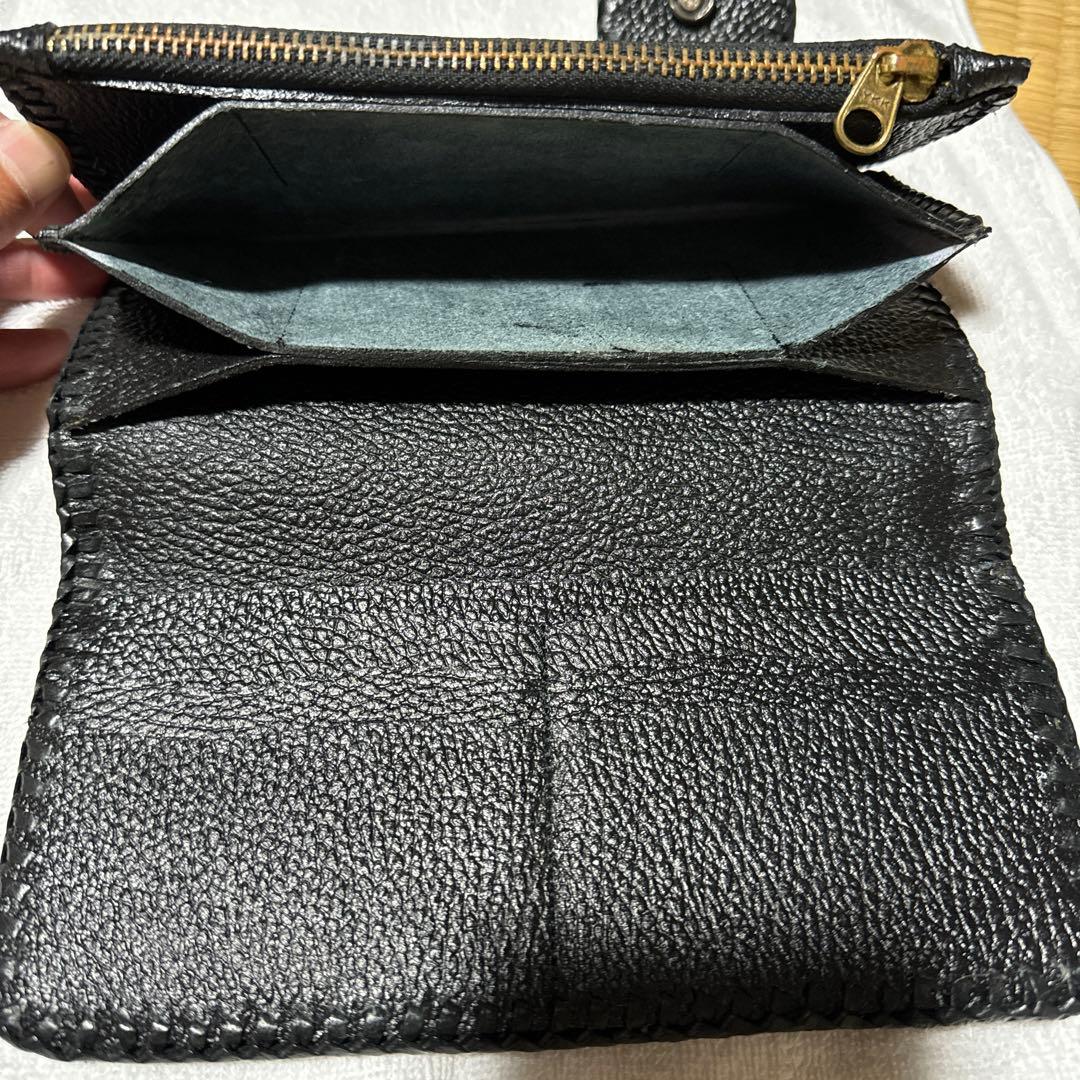 スティングレイ　(エイ革) レザー 長財布 黒ハンドメイド