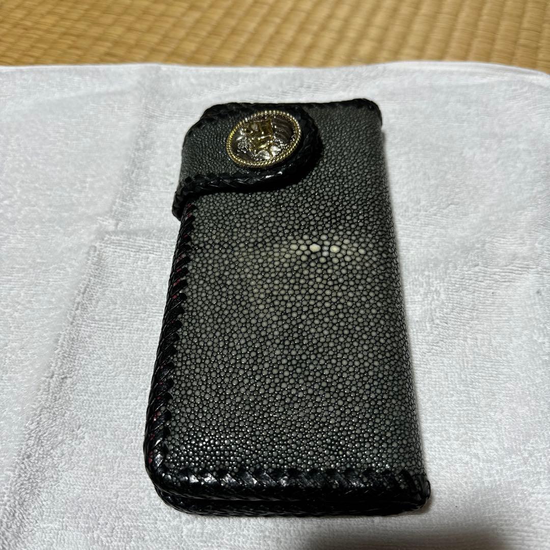 スティングレイ　(エイ革) レザー 長財布 黒ハンドメイド