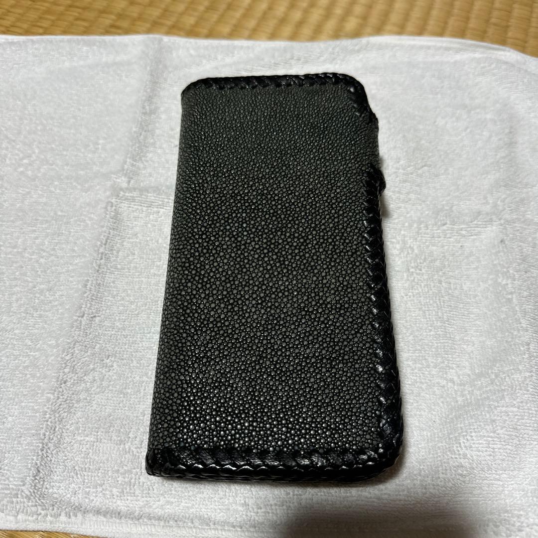 スティングレイ　(エイ革) レザー 長財布 黒ハンドメイド