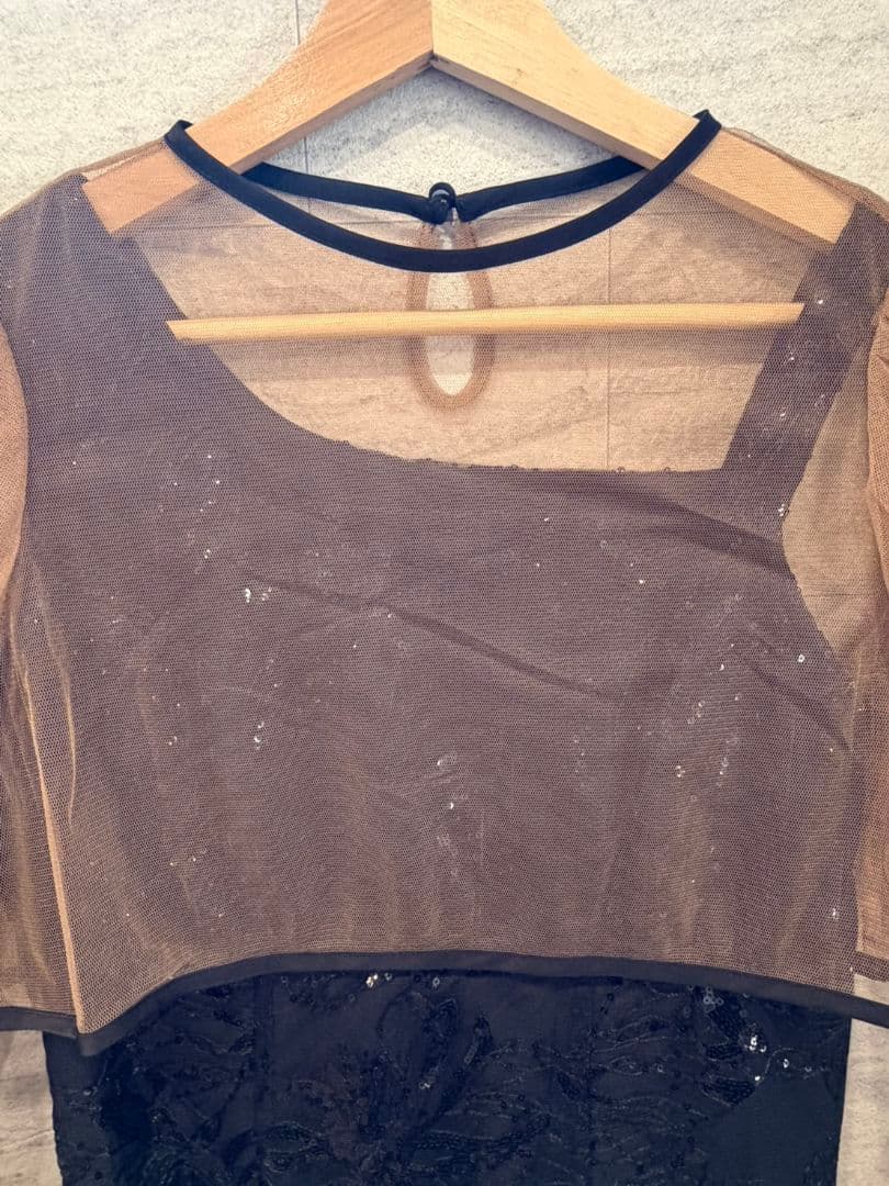 【Leja】エレガント パーティードレス Sサイズ ブラウン/ブラック