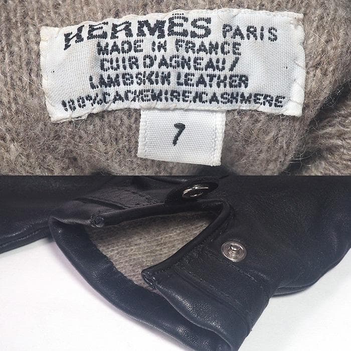 エルメス HERMES グローブ 手袋 サイズ7 ラムスキン カシミヤ