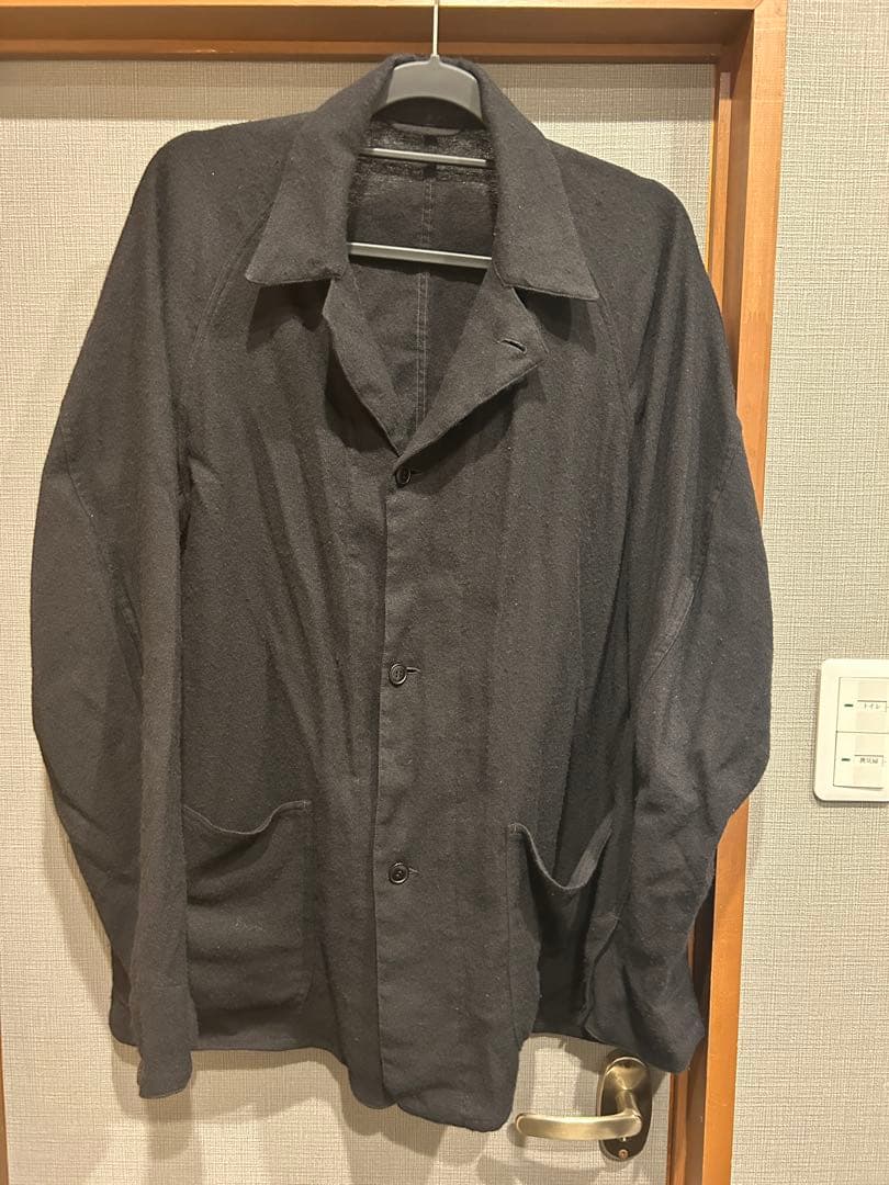 名作　コモリ　COMOLI カシミヤ和紙ワークジャケット ブラック　サ