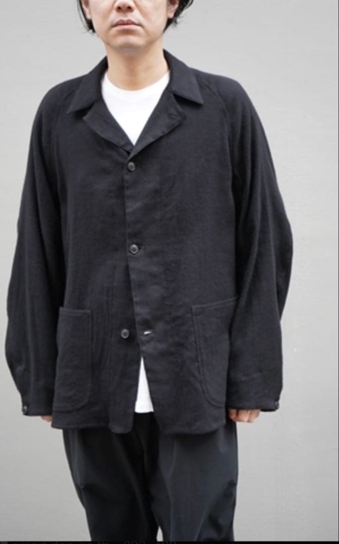 名作　コモリ　COMOLI カシミヤ和紙ワークジャケット ブラック　サ