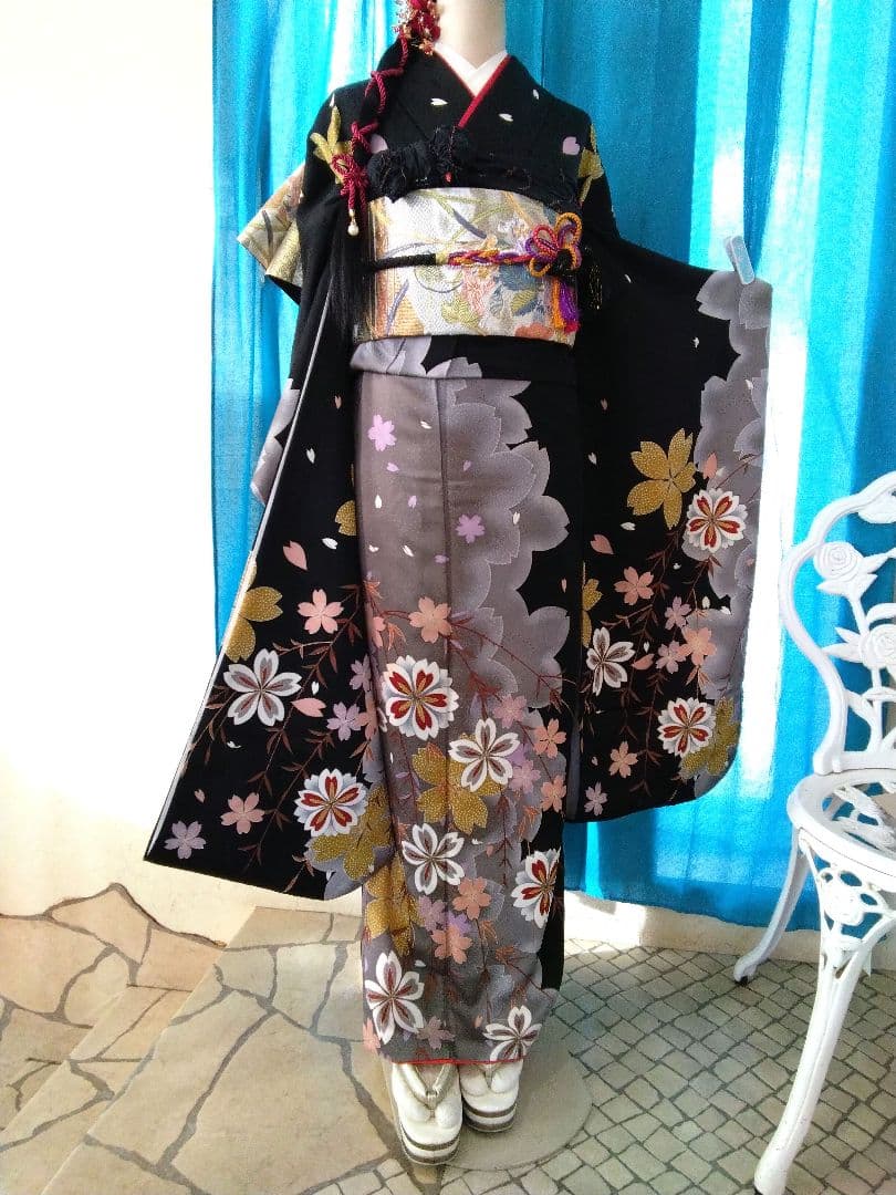 振袖フルセット、正絹振袖成人式、重ね衿帯揚げ帯締め、西陣袋帯、長襦袢