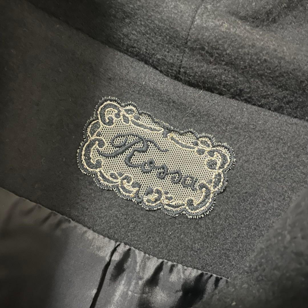 美品 インポートロッサ ショールカラーロングコート ダブル 総柄 ヘリンボーン