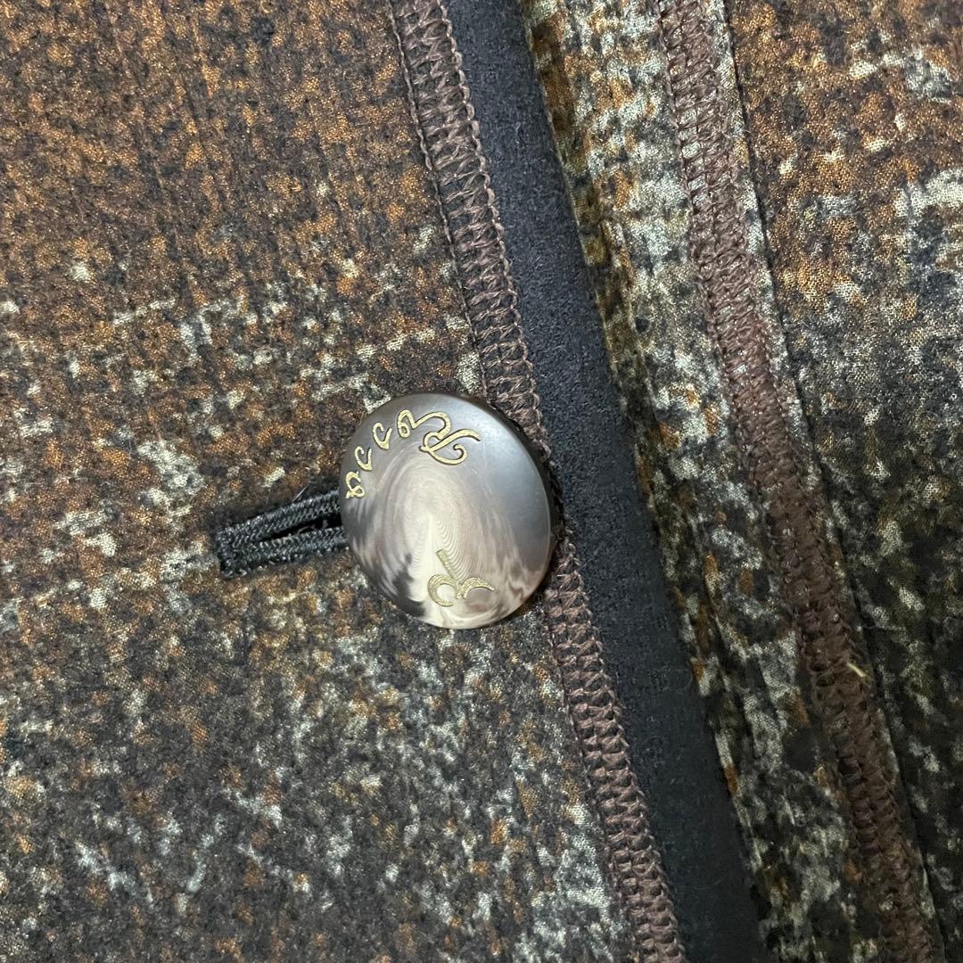 美品 インポートロッサ ショールカラーロングコート ダブル 総柄 ヘリンボーン