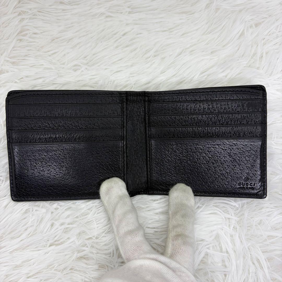 美品✨️グッチ 二つ折り財布 アニマリエ ビー 蜂 ハチ レザー ブラック