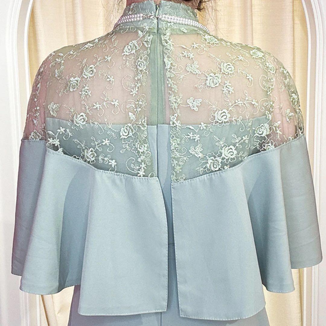 ぽんちゃ様【新品】レースケープのドレスワンピース♡大きいサイズオケージョンドレス