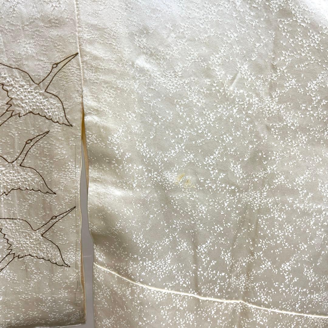 長襦袢　袷　鶴　金彩　オフホワイト　着物　084a d