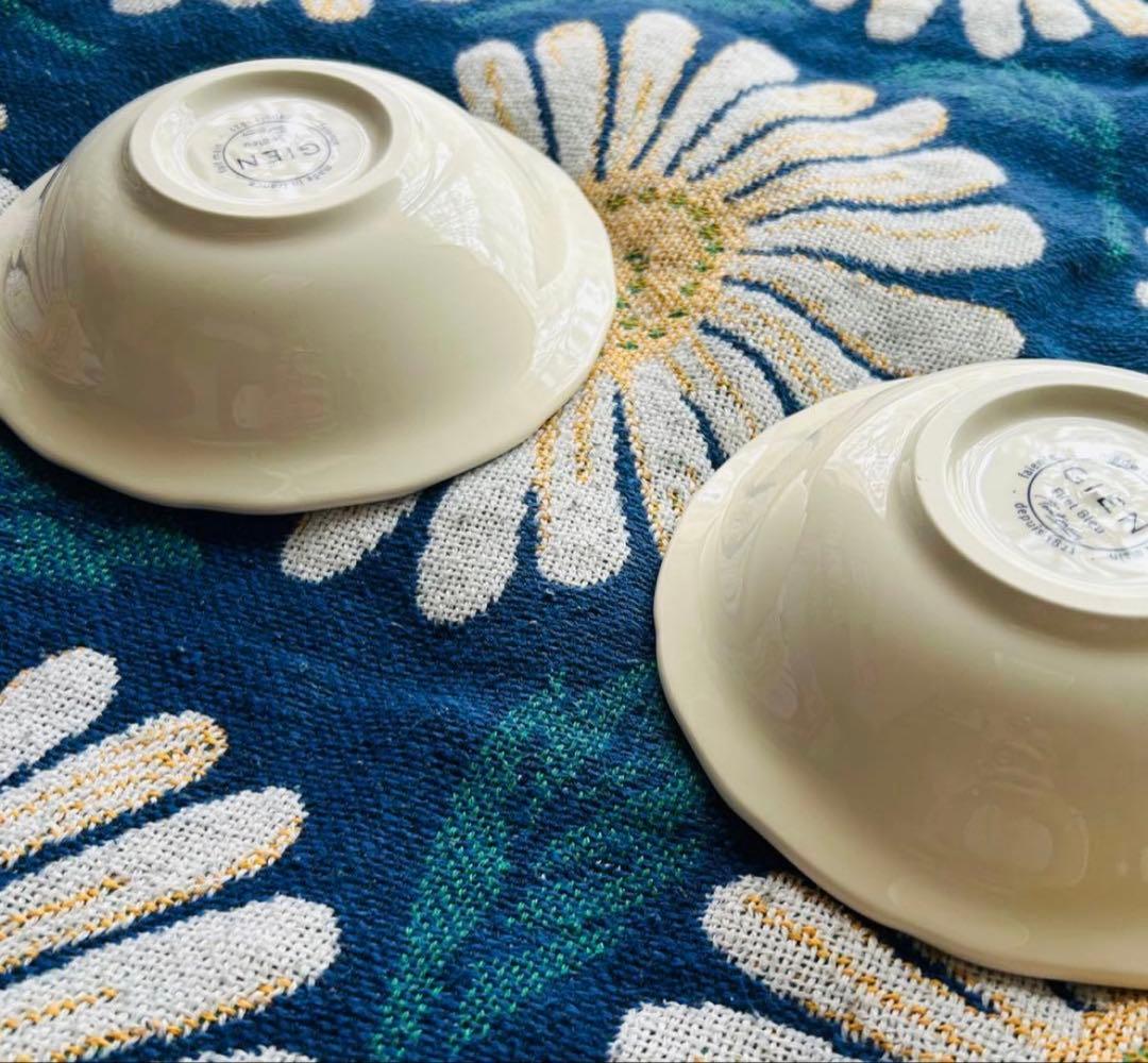 シリアルボウル 2個セット 【Gien】 中サイズ　深皿　フィレ・ブルー ペア