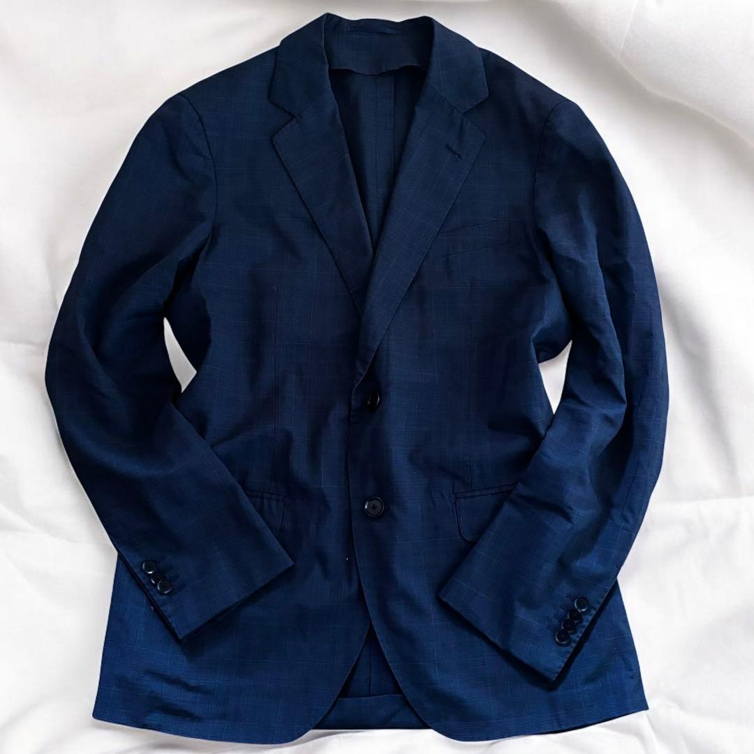 ✨ゼニア生地✨トゥモローランド　テーラードジャケット シルク混 チェック 46