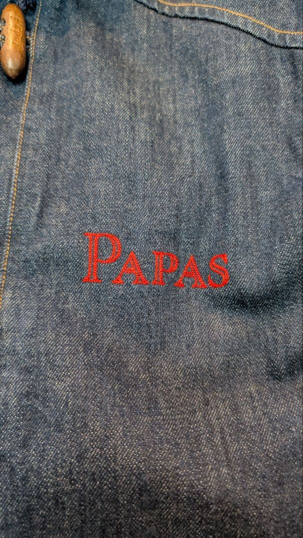 【美品】パパス　PAPAS デニムダッフルコート Ｌサイズ
