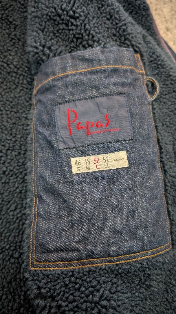 【美品】パパス　PAPAS デニムダッフルコート Ｌサイズ