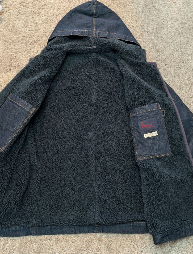 【美品】パパス　PAPAS デニムダッフルコート Ｌサイズ