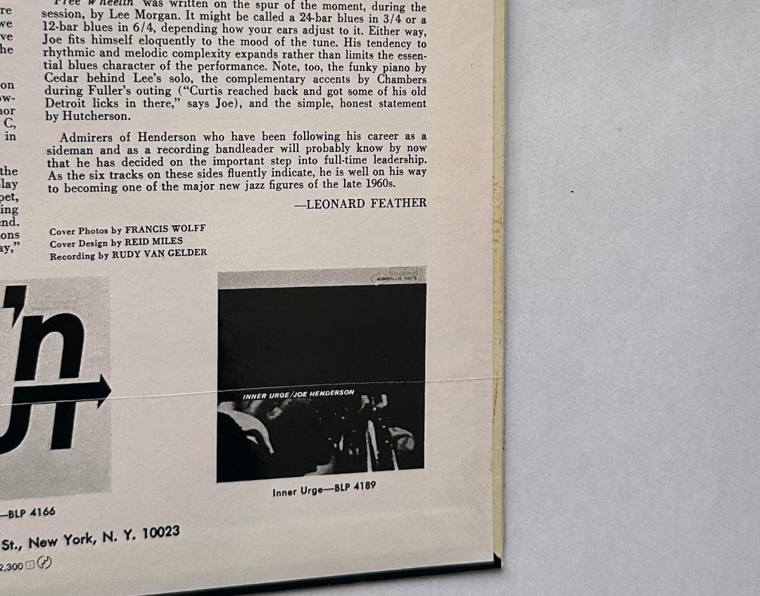 LPレコード　ジョー・ヘンダーソン／モード・フォー・ジョー