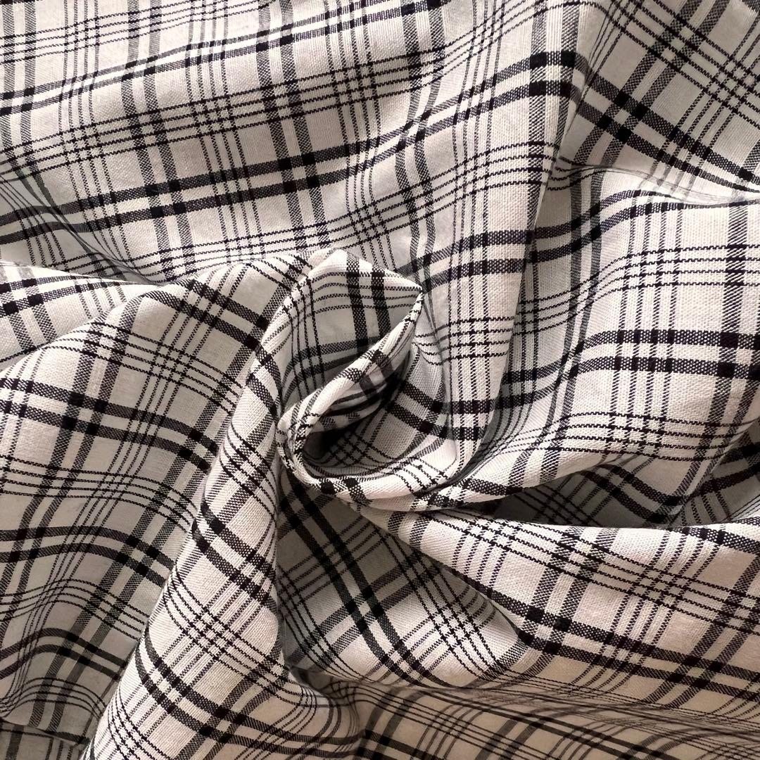 木綿着物　モノトーンチェック　手縫い　ハンドメイド