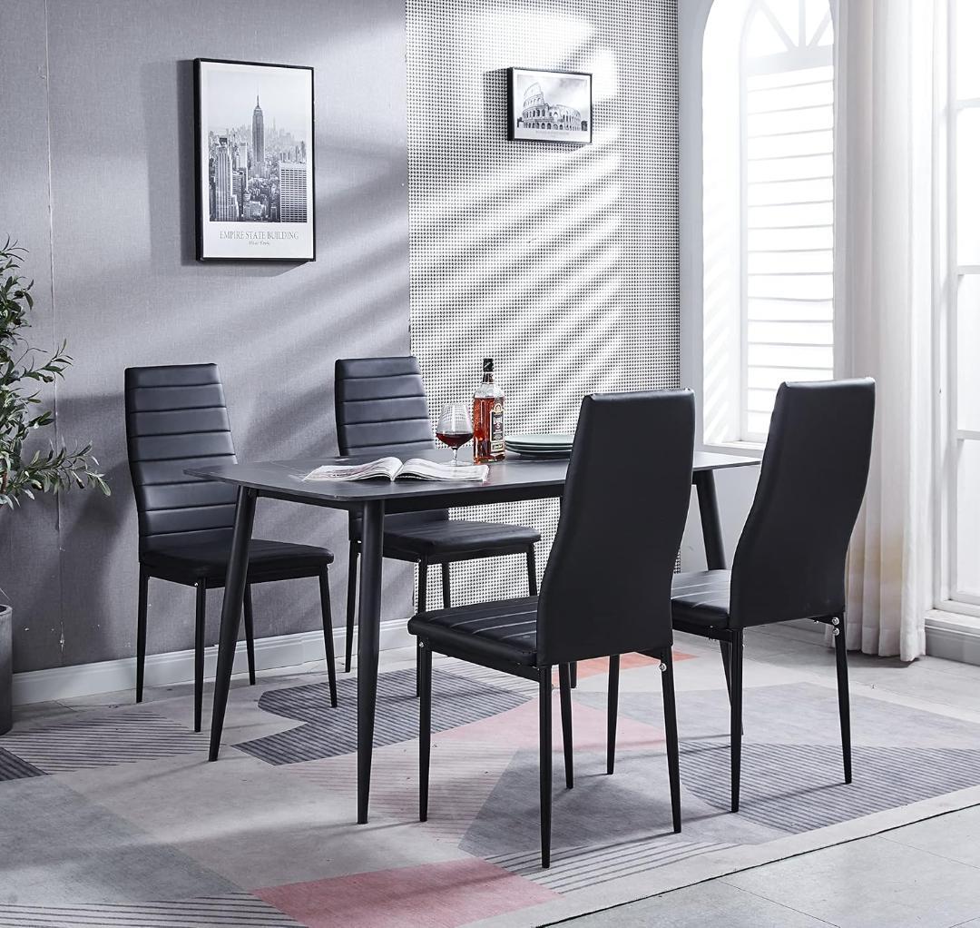 ダイニングチェア 4脚セット レザー 椅子 イス 食卓椅子 レトロ 北欧