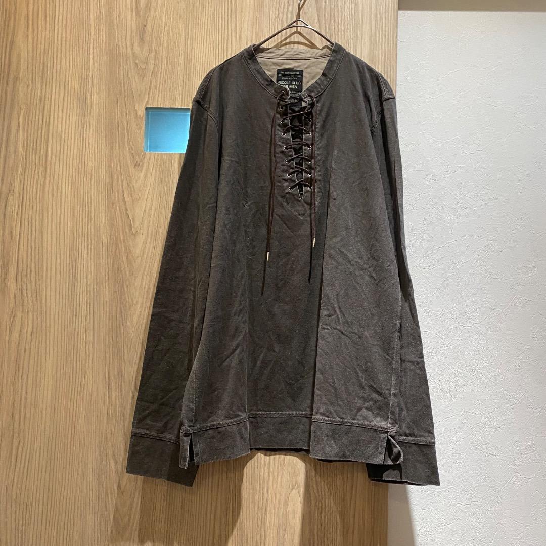 NICOLE CLUB ネオお兄系 ギャル男 y2k 編み上げネック ロンT