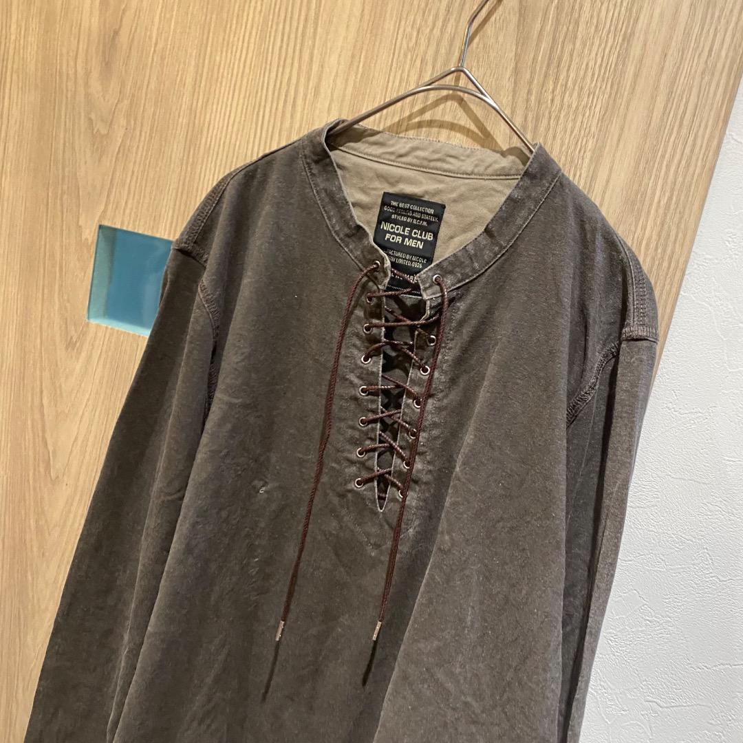 NICOLE CLUB ネオお兄系 ギャル男 y2k 編み上げネック ロンT