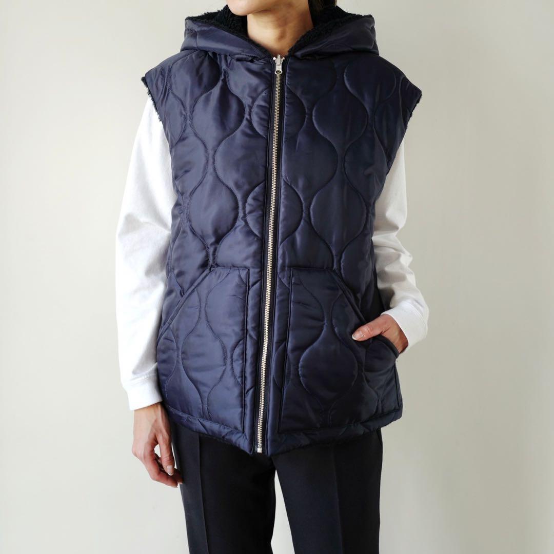 美品 ジプソフィア Boa Reversible Vest Navy