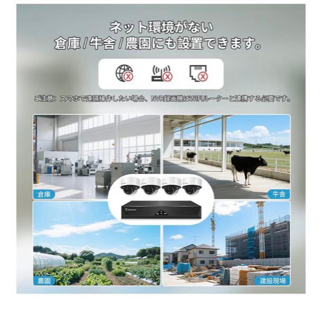 800万画素対応　防犯カメラ屋外 poe 人体&車両検知機能 3TBHDD内蔵