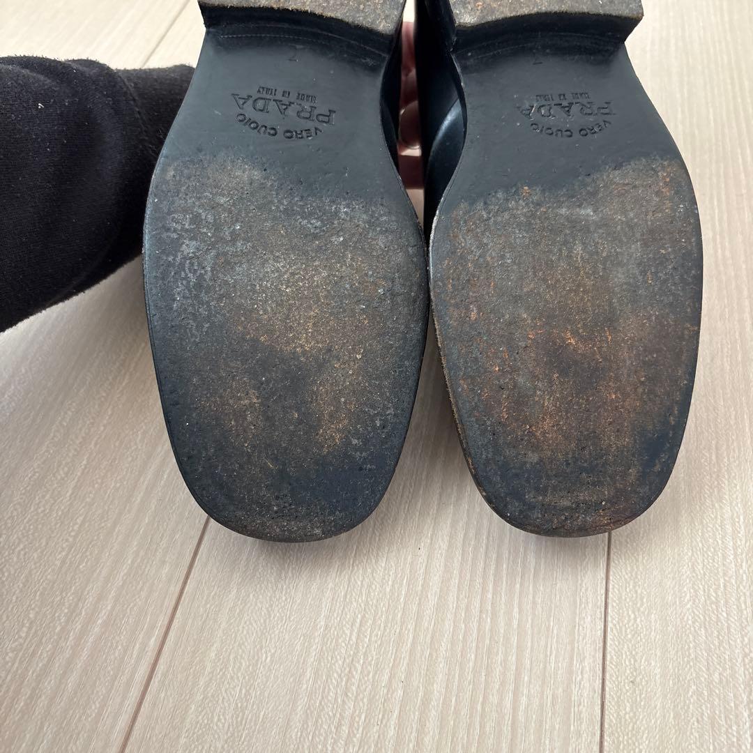 靴 prada archive square toe leather shoes