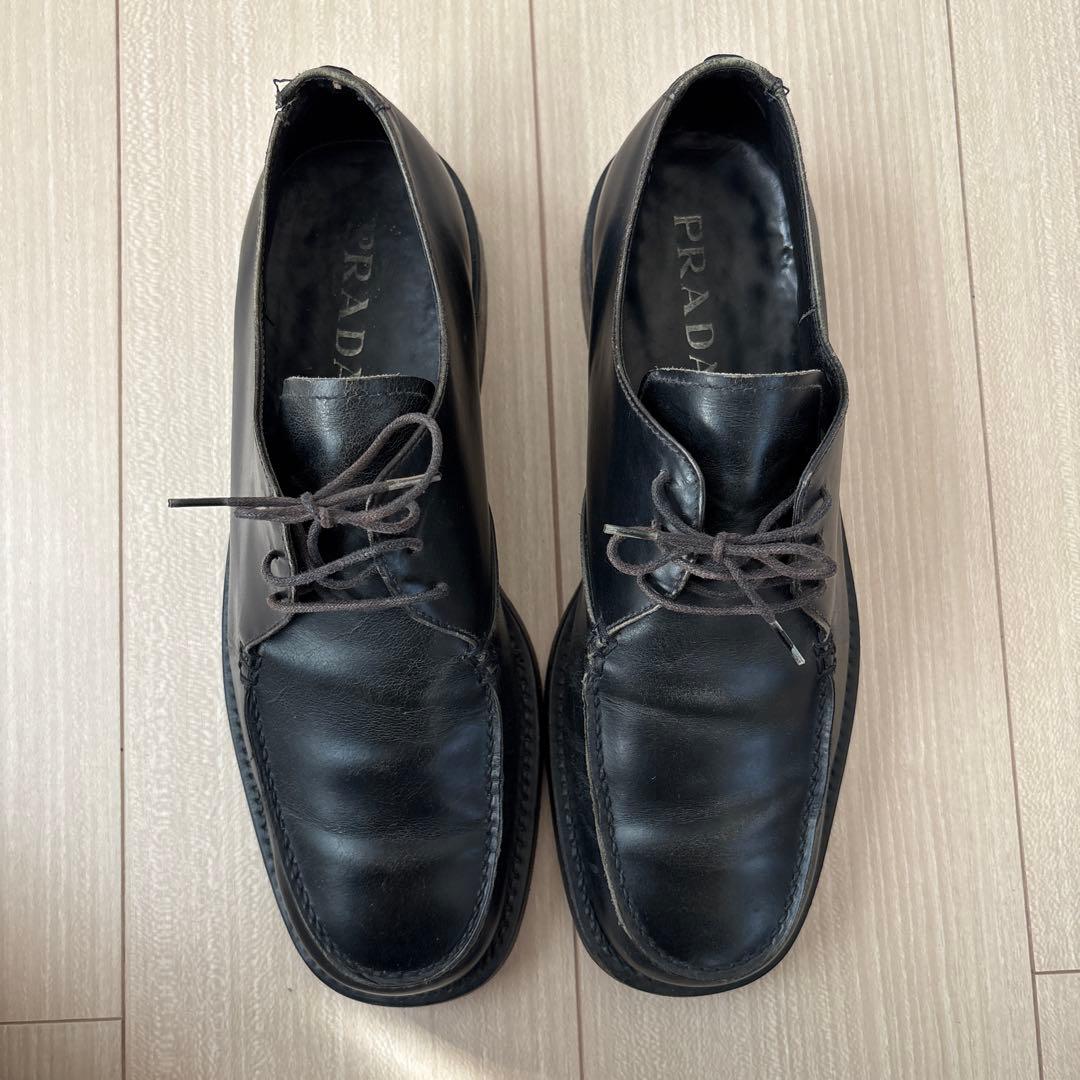 靴 prada archive square toe leather shoes