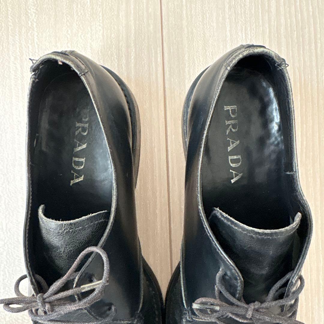 靴 prada archive square toe leather shoes