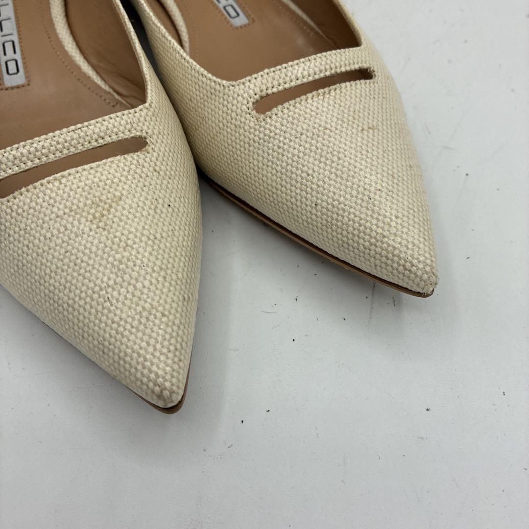 【美品】ペリーコ アネッリ フラットパンプス ポインテッドトゥ 36 ベージュ