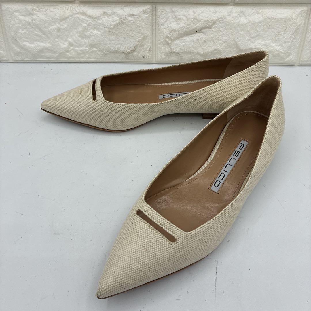 【美品】ペリーコ アネッリ フラットパンプス ポインテッドトゥ 36 ベージュ