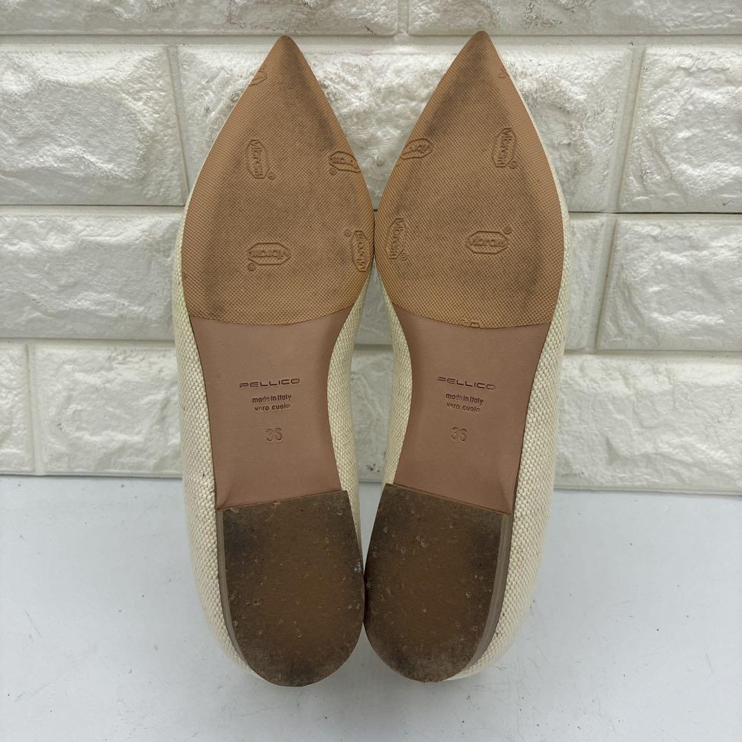 【美品】ペリーコ アネッリ フラットパンプス ポインテッドトゥ 36 ベージュ