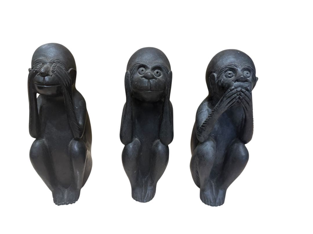 見猿聞か猿言わ猿　木製　置物　レトロ