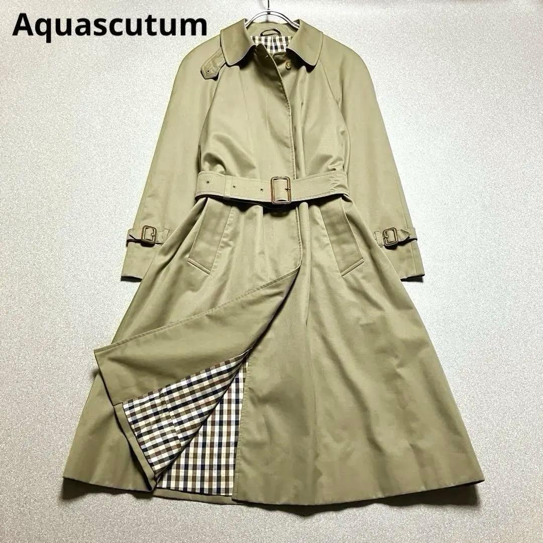 アクアスキュータム トレンチコート イギリス製 ギンガムチェック ヴィンテージ