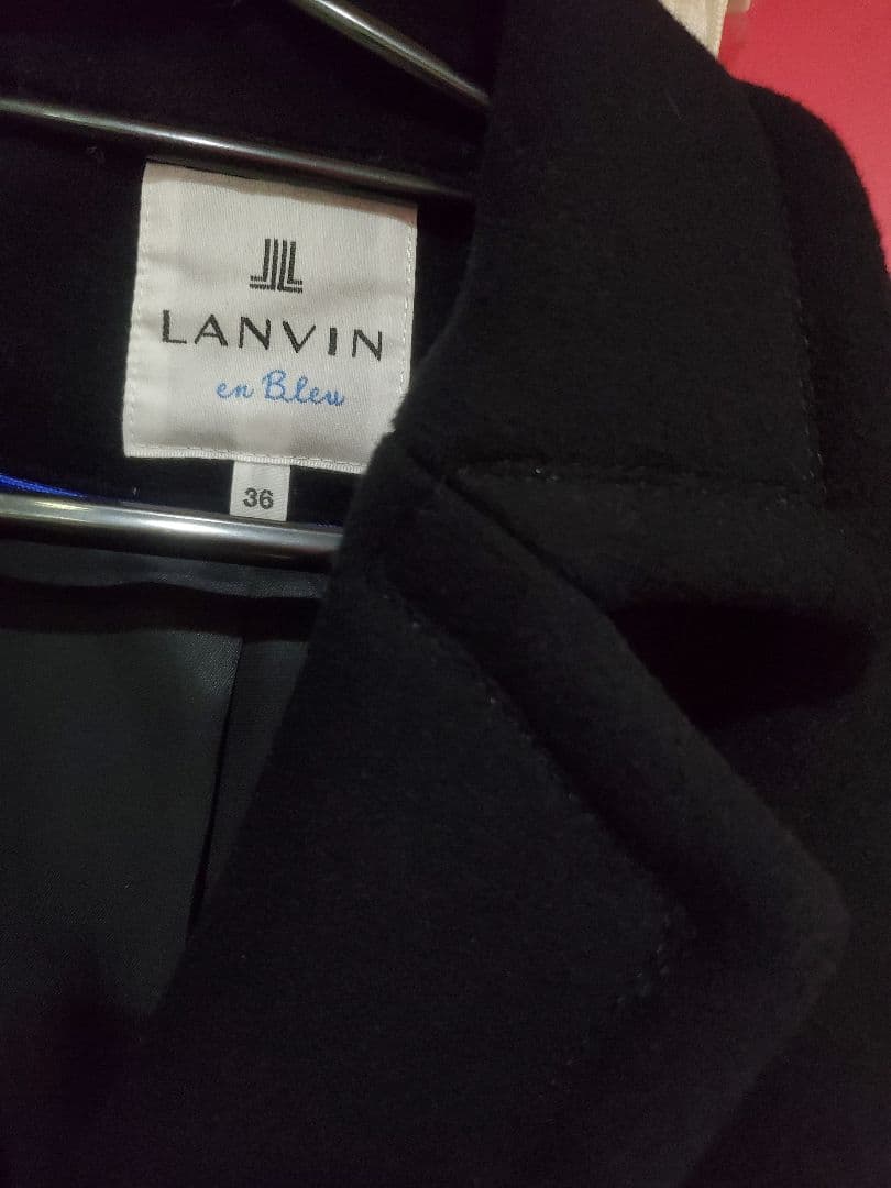 LANVIN en Bleu 黒 ダブルブレストコート 36