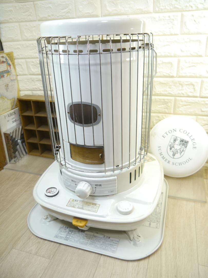 送料込◆2014⑨◆コロナ 石油ストーブ 円筒形ホワイト ストーブ 安全ガード付