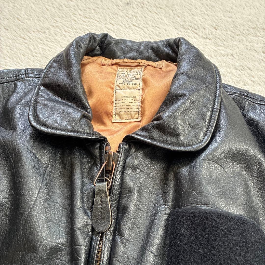 80s CWU-45/P 本革フライトジャケット Mサイズ ブラック