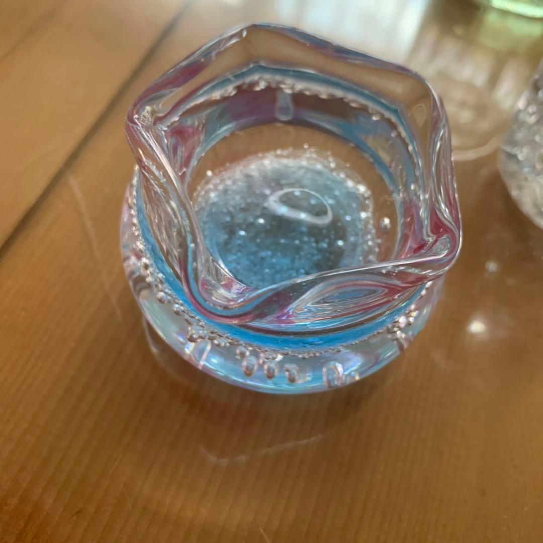 全て作家物　ガラスオブジェ２点と一輪挿し２点　崖の上のポニョ