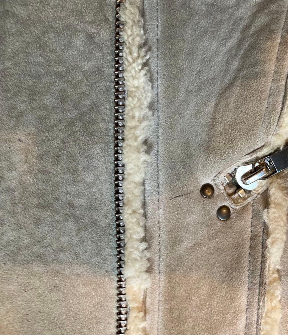 【ディーゼル】羊革リアルムートンベスト　M ライトグレー