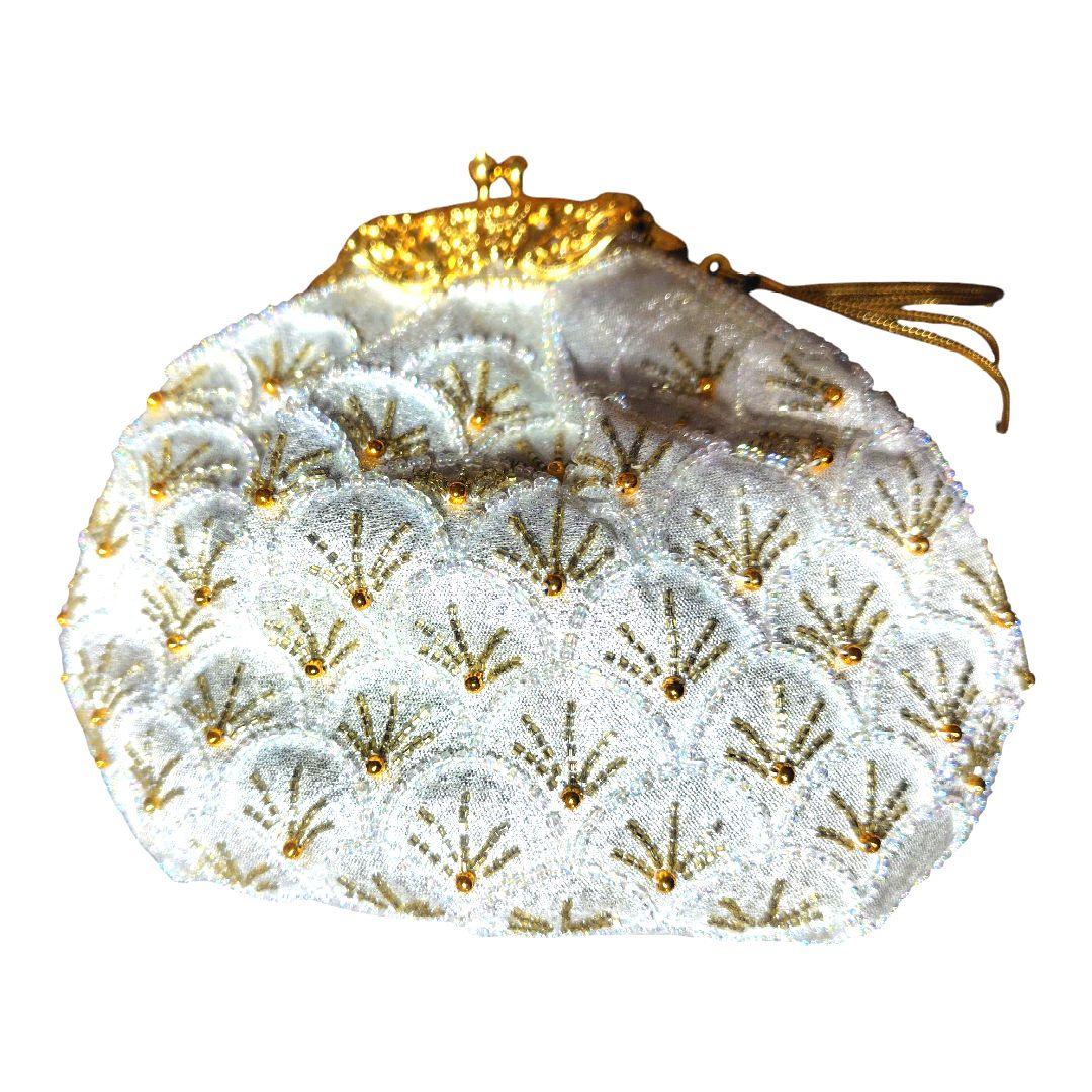 ♥総ビーズバッグ　パーティーバッグ　和装　洋装　ゴールド　シルバー　ラメ