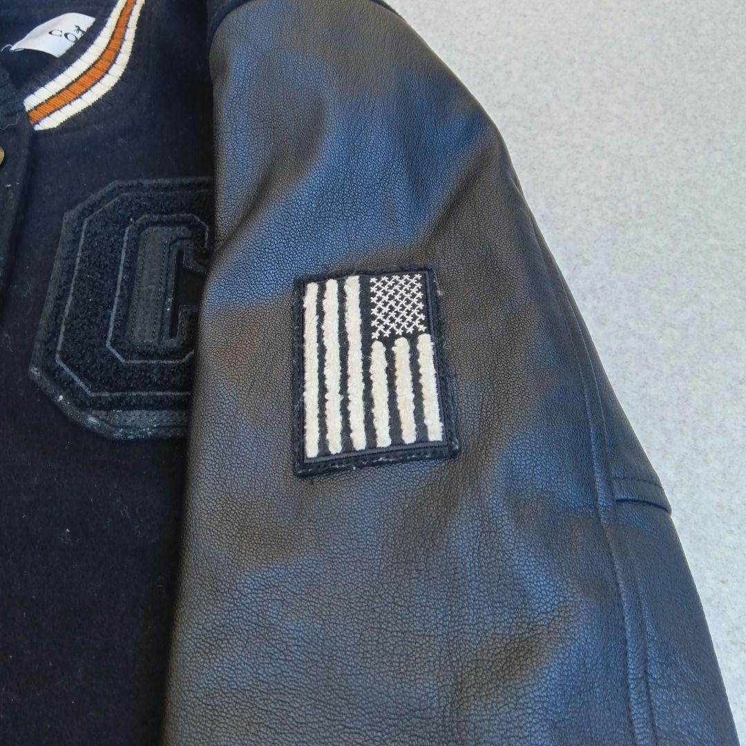 COACHコーチ スタジャン 袖レザー Cロゴ ワッペン 星条旗