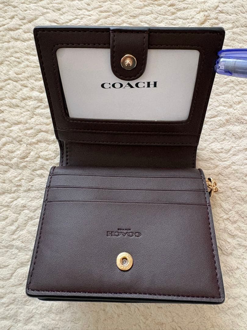 COACH 二つ折り財布 ブラウン レザー 保存袋付き