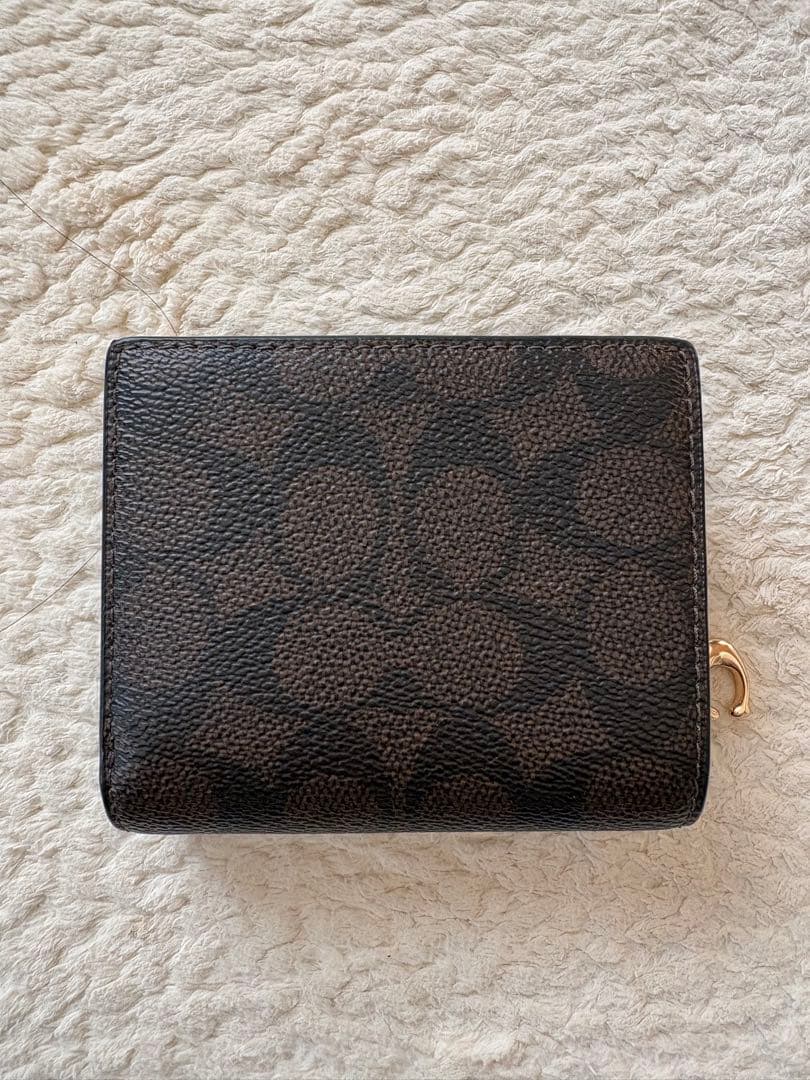 COACH 二つ折り財布 ブラウン レザー 保存袋付き