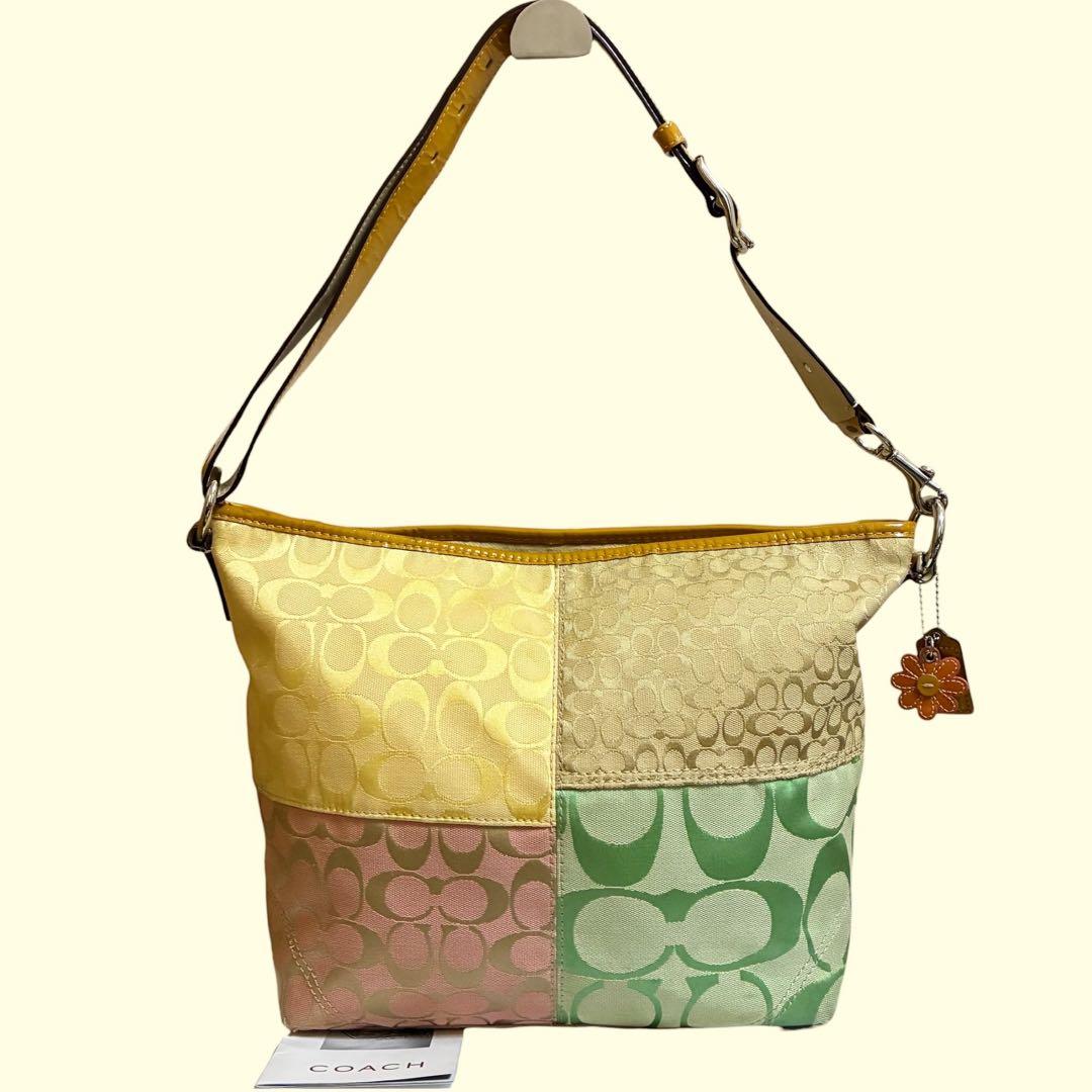 希少✨COACH コーチ パッチワーク マルチカラー Y2K ハンドバッグ